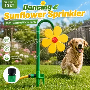 1 SET Dancing Sunflower Sprinkler, 360° Rotating Swing Water Spray Toy, Colorful Flower Garden Sprinkler for Pets, Backyard Lawn, Garden, Outdoor Summer Play