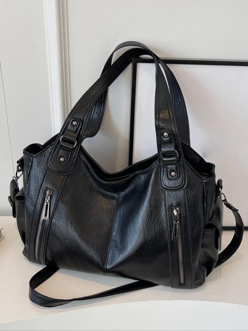 Women's Punk-Style Rivet-Decoration Handbag, Large-Capacity Crossbody Shoulder Bag for Fall & Winter Daily Use, Casual Trendy Commuter Bag, Fashionable Shopping Bag for Gifts