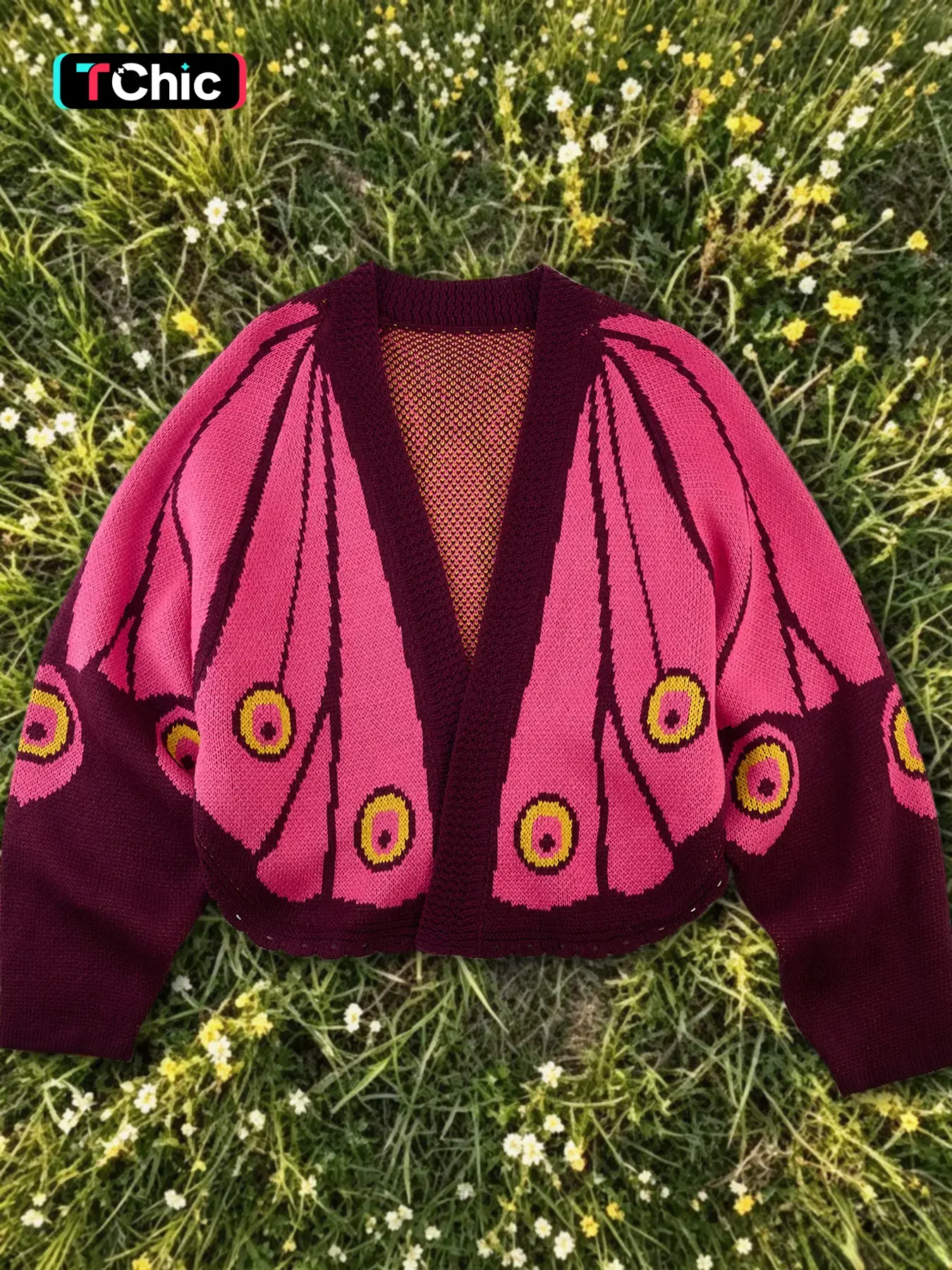 Women's Butterfly Wings Knit Cardigan, Front Open No Buttons V Neck Long Sleeve Sweater, Fall Winter Party Casual Outerwear Knitwear