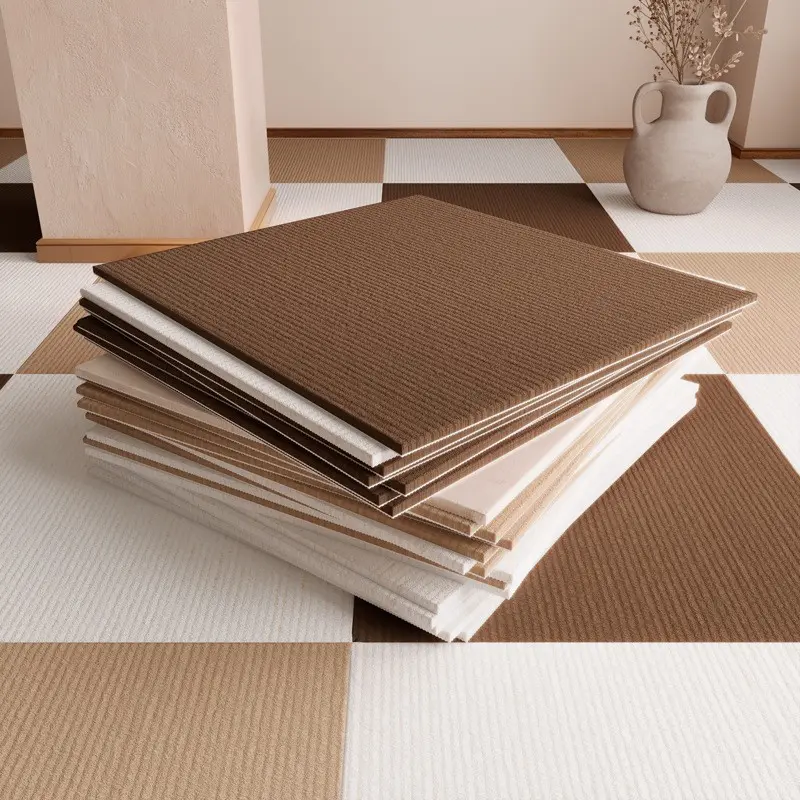 10-Piece Modern Minimalist Solid Color Puzzle Rug, Anti-Slip Living Room Bedroom Kids Room Soundproof Stain-Resistant Cat Scratch Self-Adhesive Carpet