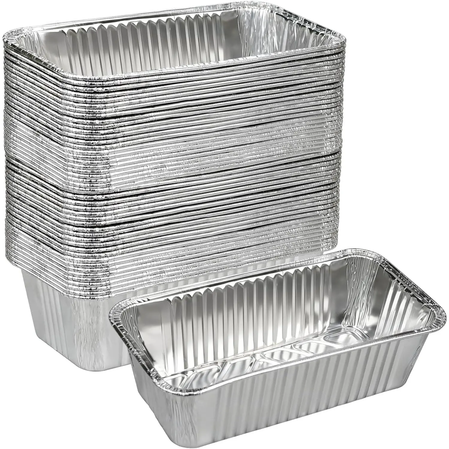 Heavy-Duty Disposable Aluminum Foil Loaf Pans (50-Pack, 2 LB, 8.5"x4.5"x2.5") - Oven-Safe Bakeware for Meal Prep, Holiday Baking, Banana Bread, Meatloaf - Sturdy, Non-Stick, Easy Release, Easy Clean, Portable Tins, Bake Food