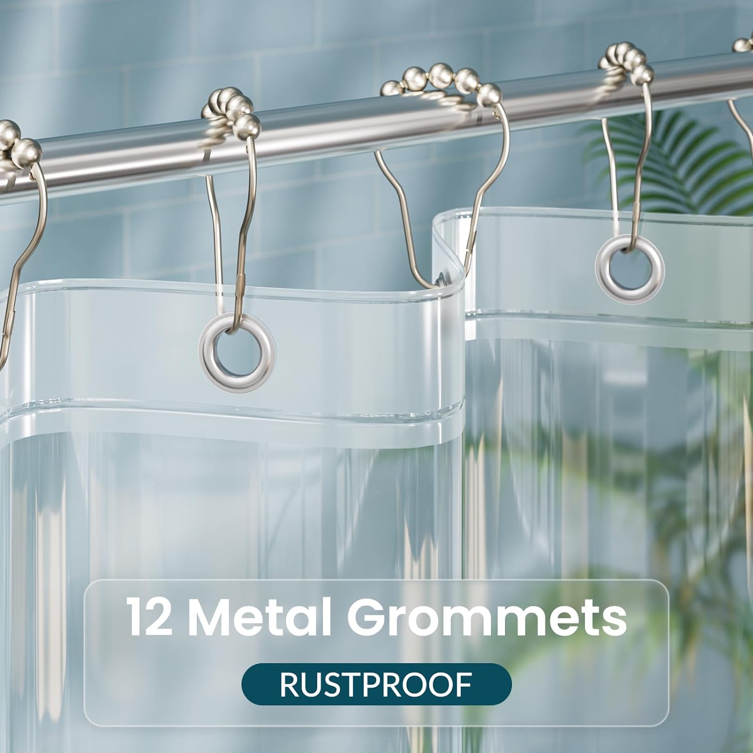 Clear Shower Curtain Liner, 1 Count Waterproof Bathroom Curtain with 3 Magnets & 12pcs Plastic Hooks, Bathroom Decor, Home Decor, Bathroom Decoration Accessories, Home Goods, Restroom