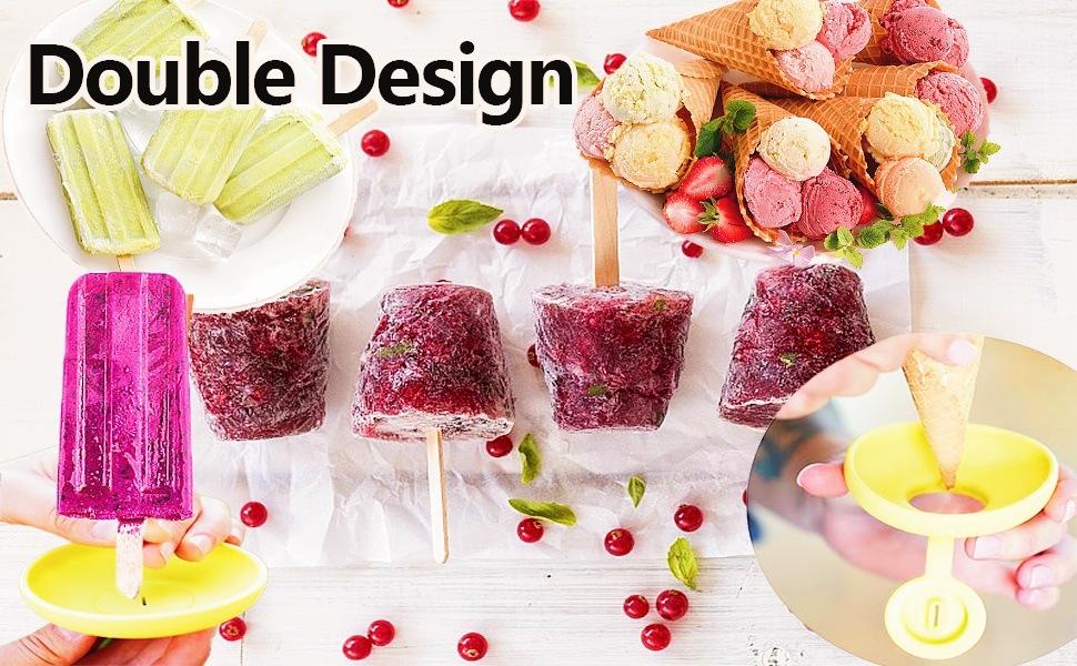 Silicone Ice Cream Holder Stand Set for Kids,Summer Popsicle Holder, Leak-Proof Cone Support with Drip Guardm,Reusable & Dishwasher Safe Popsicle Drip Catcher for Parties, Picnics, Home