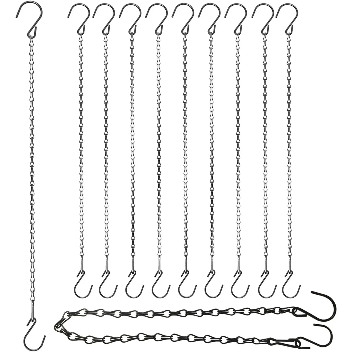 Chain for Hanging Plants, Adjustable Hanging Chain with Hooks, 21 Inch, Black – 10 Pack Heavy Duty for Hanging Bird Feeders,Grow Lights, Potted Plants, Neon Sign, Christmas Wrea