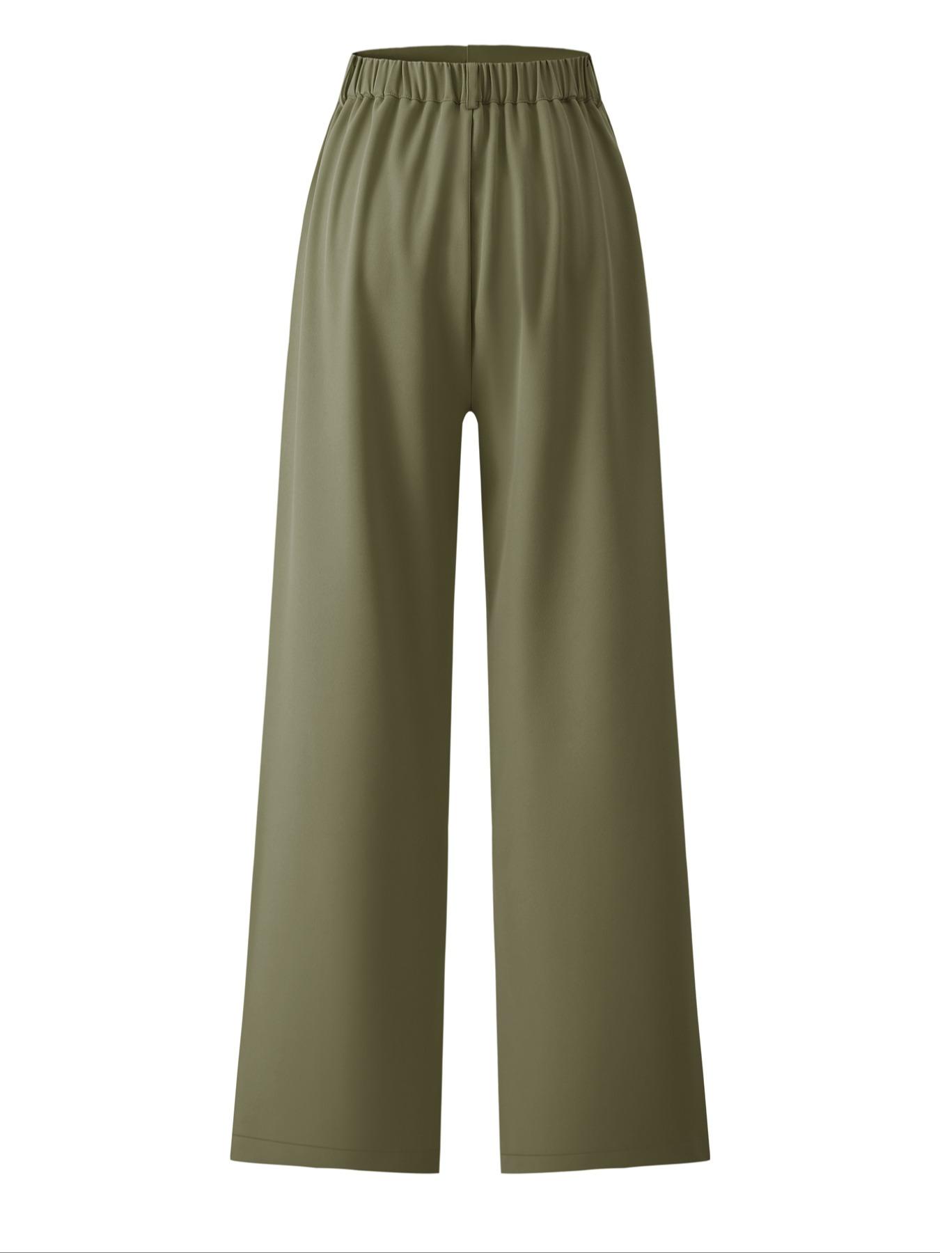 Women's Solid Color Button Fly Pants, Casual Comfy Trousers for Daily Wear, Ladies Bottoms for All Seasons, Baggy Pants, Casual Work Pants, Casual Chic Trousers, Casual Fashion Trousers