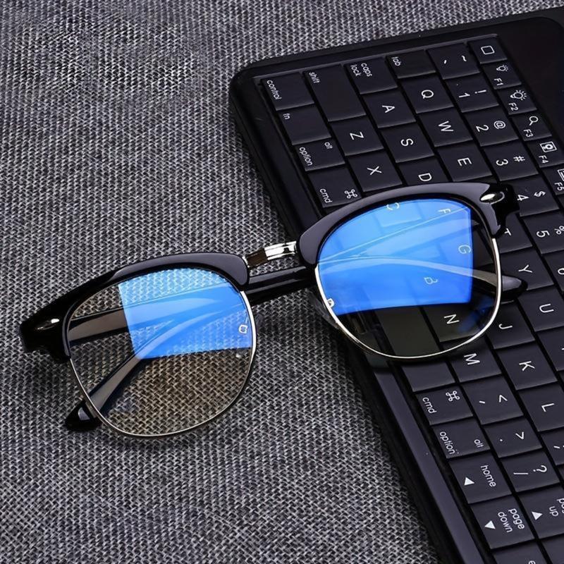 Anti-Blue Light Glasses for Men & Women Lightweight Metal Frame Eye Strain Relief Y2K Minimal Style Computer Glasses for Work Gaming Office Study Daily Use