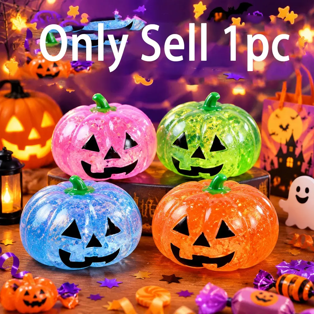Halloween Pumpkin Head Stress Relief Toy, Creative Squeeze Fun, Squeeze Fidget, Small Novelty Gift, Perfect for Halloween Parties & Kids