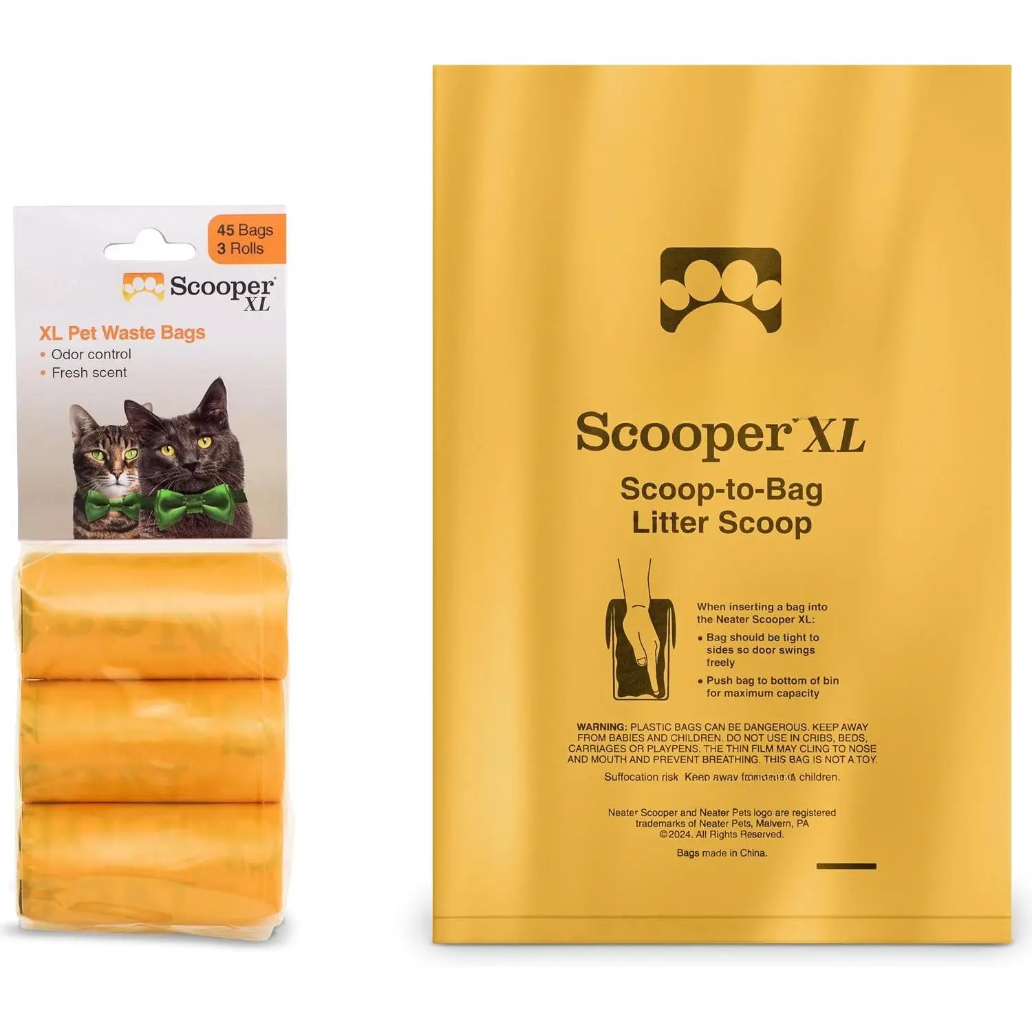 s  Scooper XL Size Extra-Capacity  Bags, Refill Bags for  Scooper XL  Litter Scoop, Lavender Scent (3 Rolls, 45 Count)