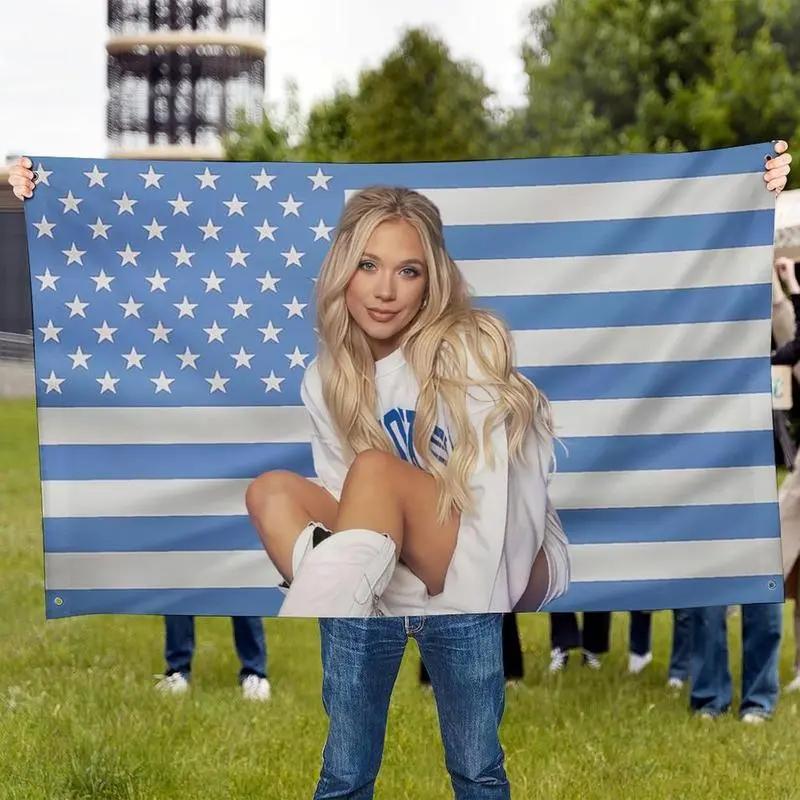 Flair Hub Tapestry Megan Star Moroney Tapestry Pink America Funny Cameron Flag Poster College Dorm Decor, Room Decor Merch Gift Modern Stripe Design Decoration Decorative Cotton