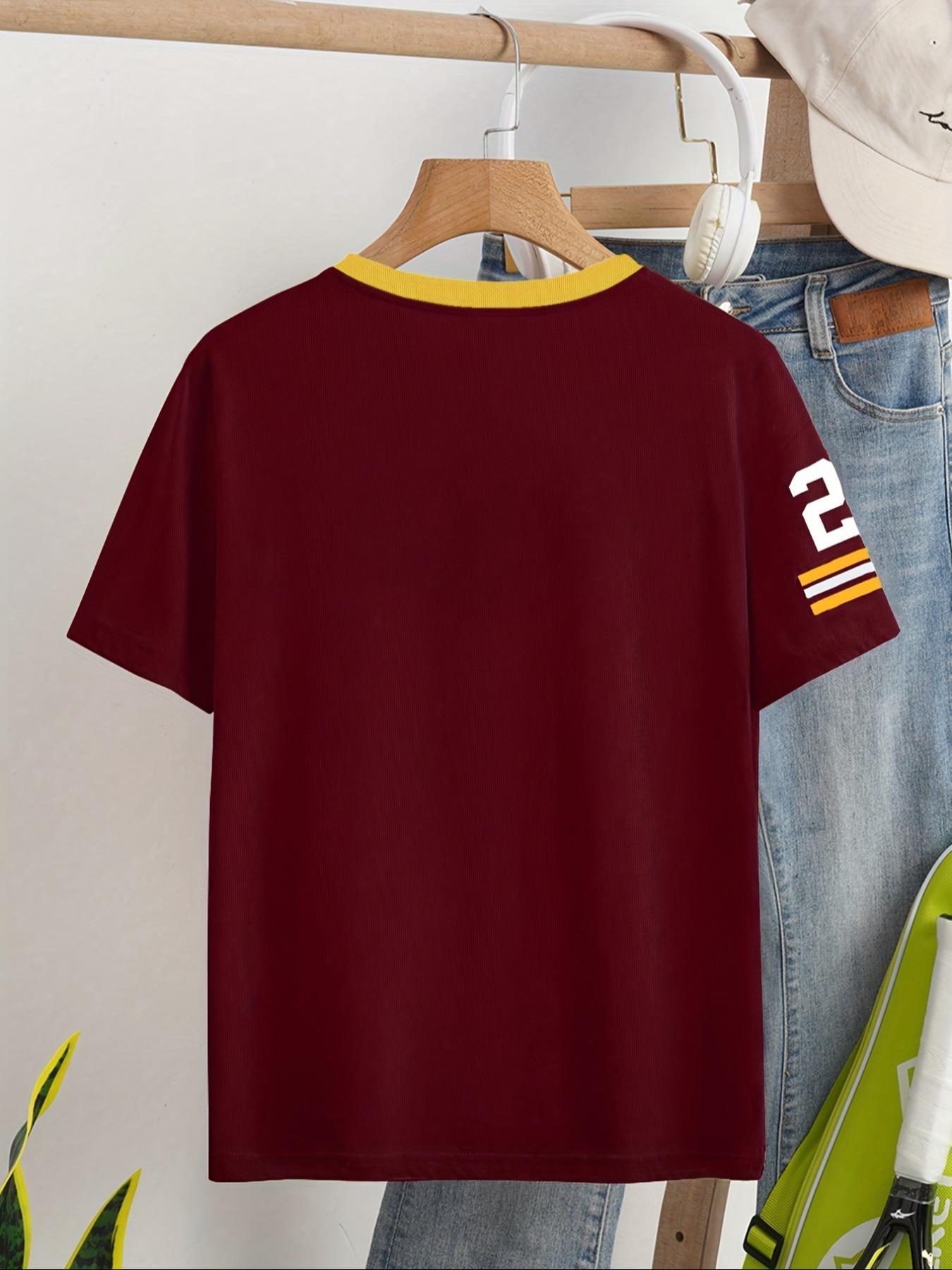 Women's Number Print V Neck Tee, Casual Fitted Short Sleeve T-shirt for Summer, Women's Top for Daily Wear