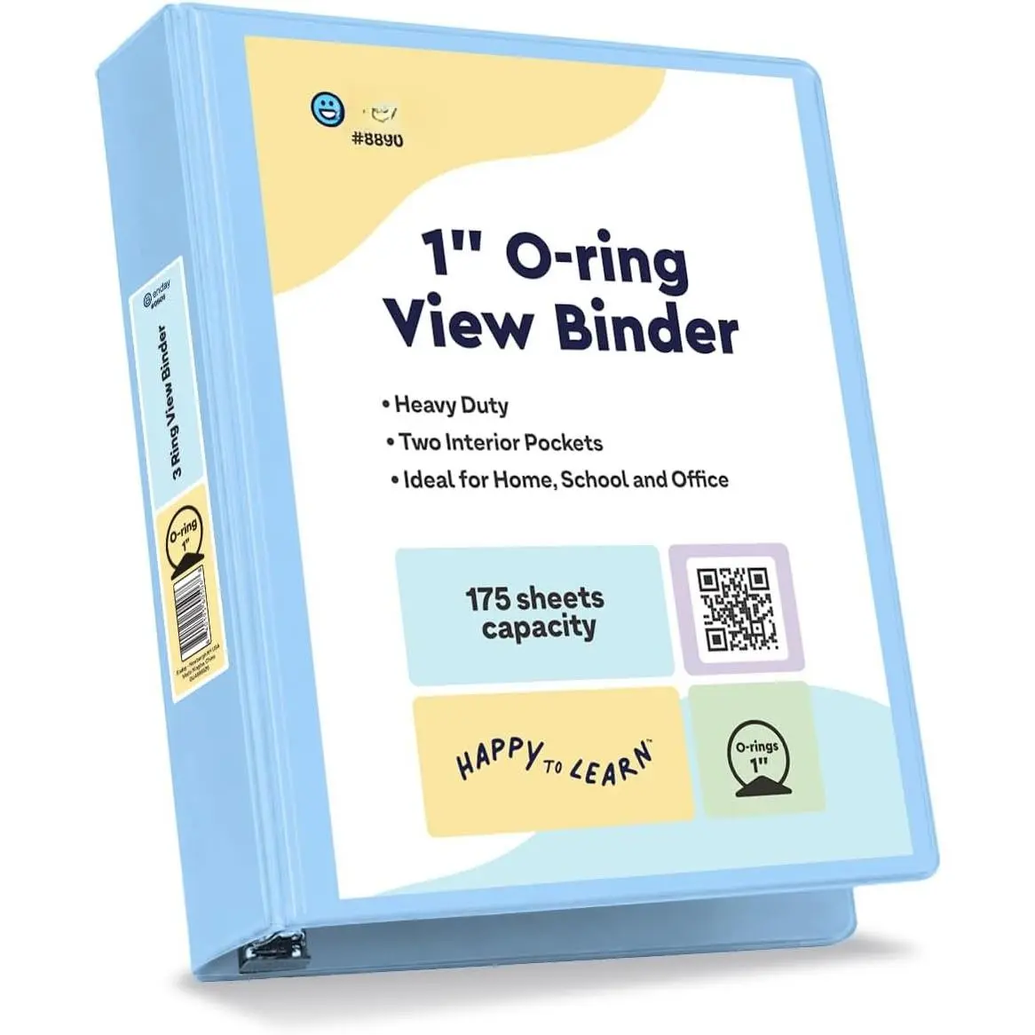1 Inch Binder, Blue - 1 Inch 3 Ring Binder, D-Ring Pastel with Clear View Cover for Letter Size 8.5 x 11'' Paper & 2 Inside Pockets, Ideal for School Supplies, Office, and