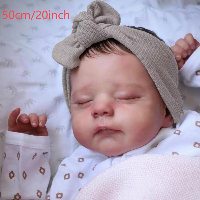 Whimsy & Wit-50cm/20inch Reborn Baby Doll Toy| Vinyl Limbs and Cloth Body, Handmade Fashion, Includes Pacifier, Diaper, Bottle| and Mixed Color,Realistic Weighted Reborn Baby Doll,Birthday Gift toy sleeping