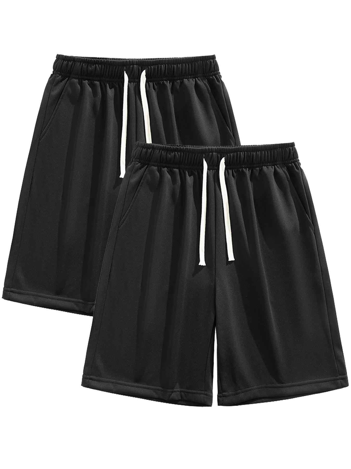 Men's Solid Color Drawstring Waist Shorts, Casual Regular Fit Pocket Shorts for Summer, Men's Bottoms for Daily Wear.