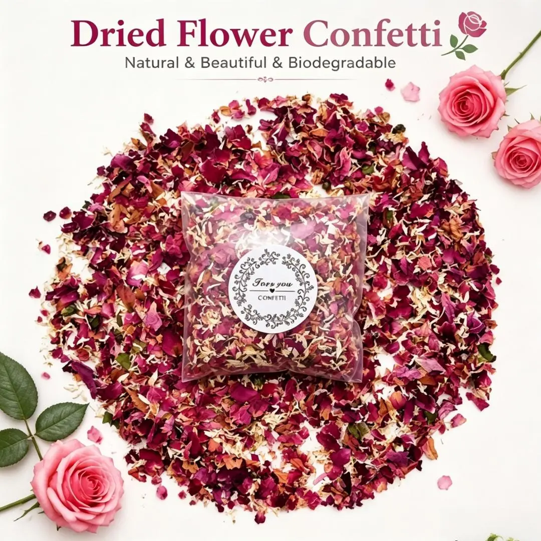 5/8/10pcs Natural Dried Rose Petals Confetti, Eco-friendly Degradable Flower Petals for Wedding Birthday Party Decoration