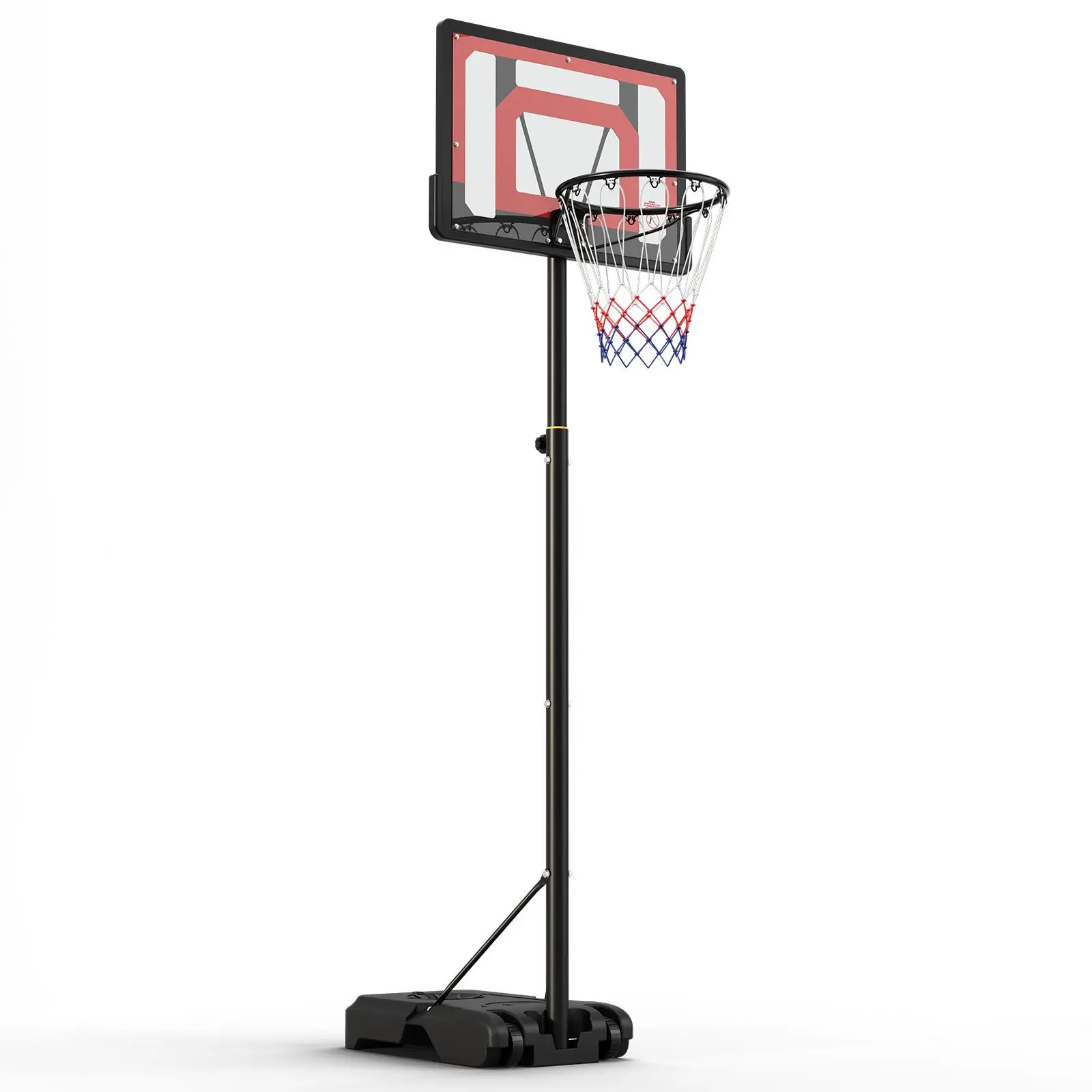 Adjustable Youth Basketball Hoop for Backyard Outdoor Indoor Play, 4.82ft-8.53ft Portable Basketball Goal System with 33in Polycarbonate Backboard Wheels, Heavy Duty Fillable Base Stand for Kids Teens Active Practice