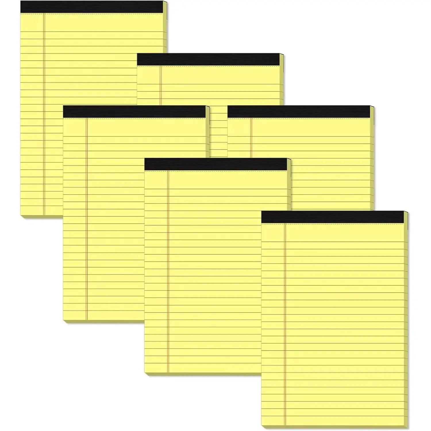 Yellow Note Pads 5x8 Small College Ruled Notepads for Office 6 Pack - 80 GSM Paper, 25 Lines per Pad, 30 Sheets per Pad