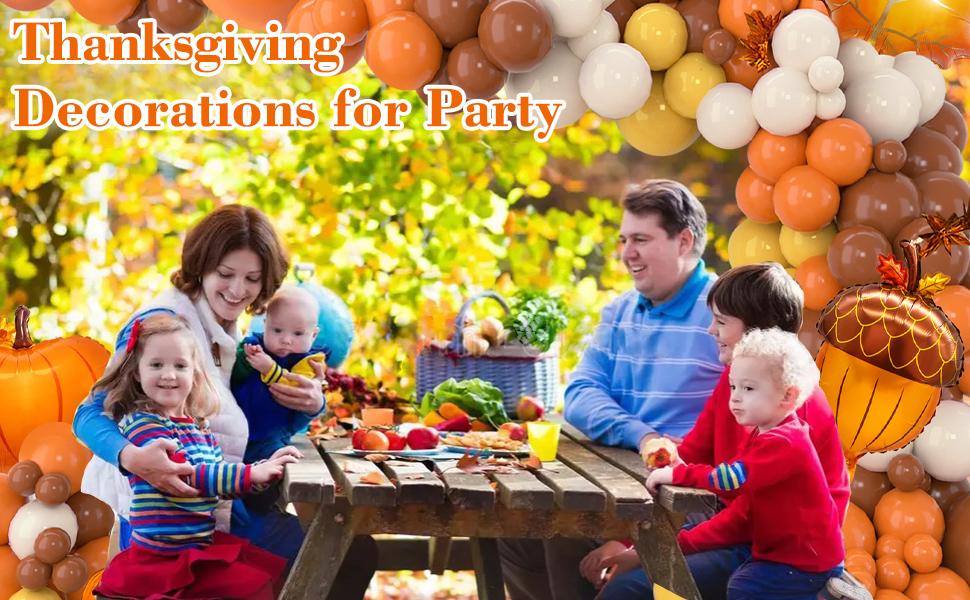 Thanksgiving Balloon Arch Kit, Pumpkin Fall Balloon Arch Kit with Orange Coffee Brown White Garland for Fall Baby Shower Thanksgiving Decorations Autumn Birthday Party