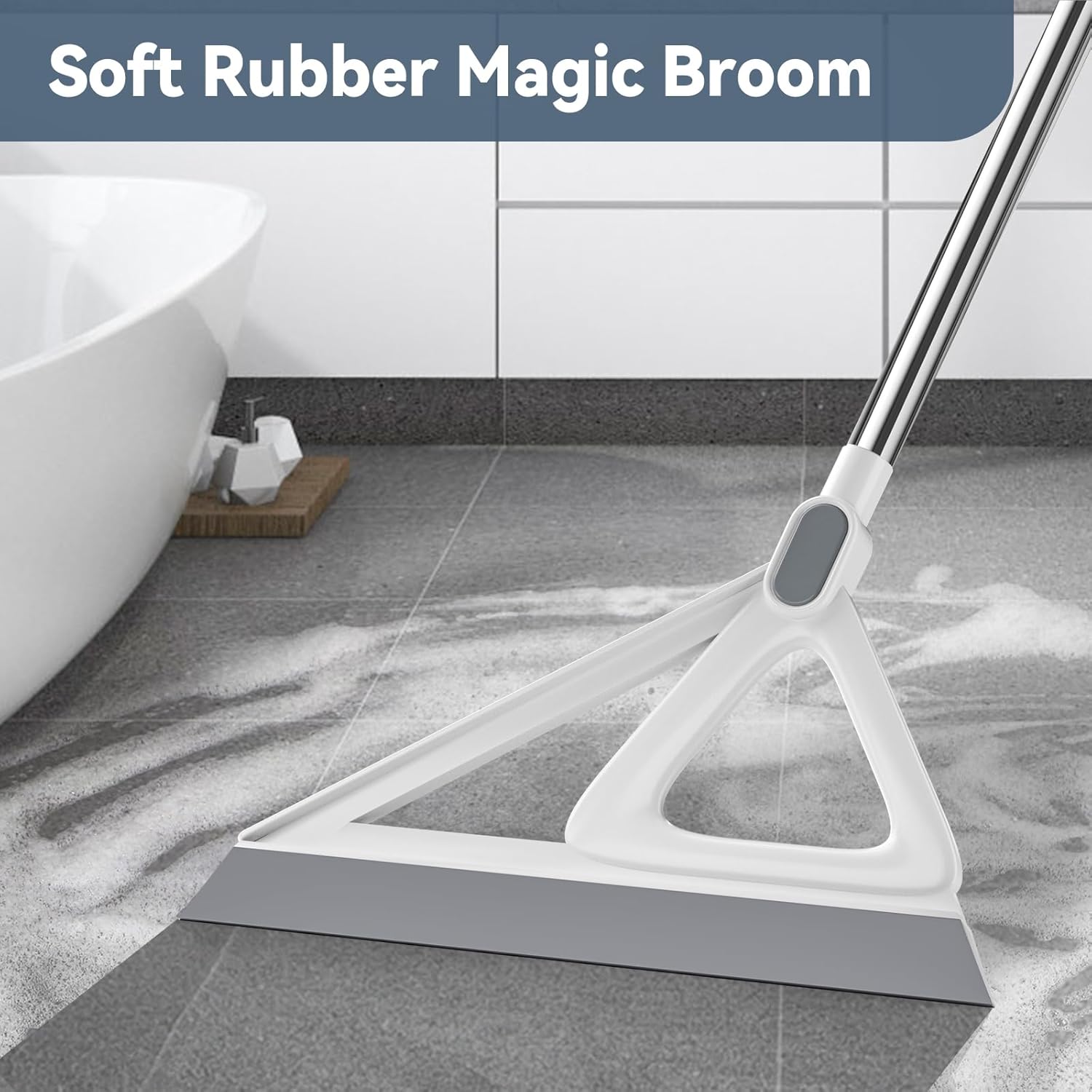 Multifunction Magic Broom,  Broom for Floor, Rubber  Broom for Floor Cleaning, Magic Broom Sweeper for Living Room, Kitchen, Bathroom-Easy Dry The Glass (Grey, 54 INCH)