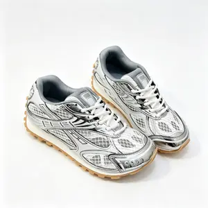 Vintage Mesh Paneled Retro Running Sneakers for Men Women, Breathable Open Grid Upper Lace-Up Casual Trainers, Rugged Serrated Rubber Outdoor Non Slip Walking Shoes for Street Daily Lifestyle