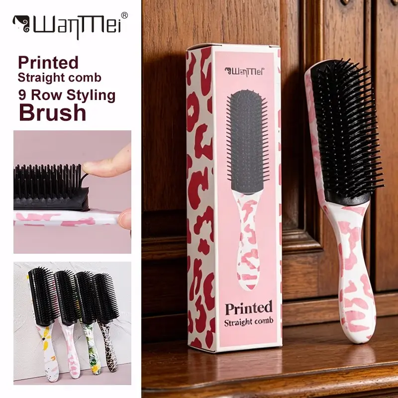 9-Row Styling Comb, Brush for curly hair, Used for Combing, Shaping, Separating Curly Hair, Professional Styling Tool, Combing & Curling to Enhance Styling, Suitable for Dry & Wet Hair for Curly, Wavy Hair