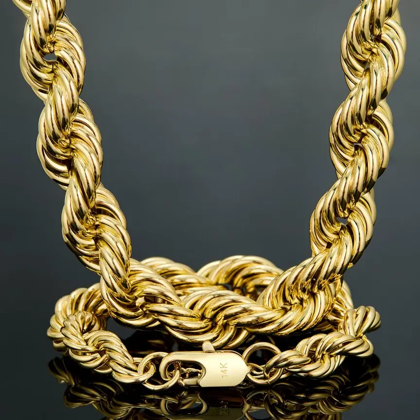Miami chunky Cuban link necklace/bracelet set featuring high-quality stainless steel treated with vacuum nano gold plating for a K-gold finish, featuring chunky links and a substantial Cuban chain design. Chain diameter: 17 mm, length: 8.4–23.9 inches.