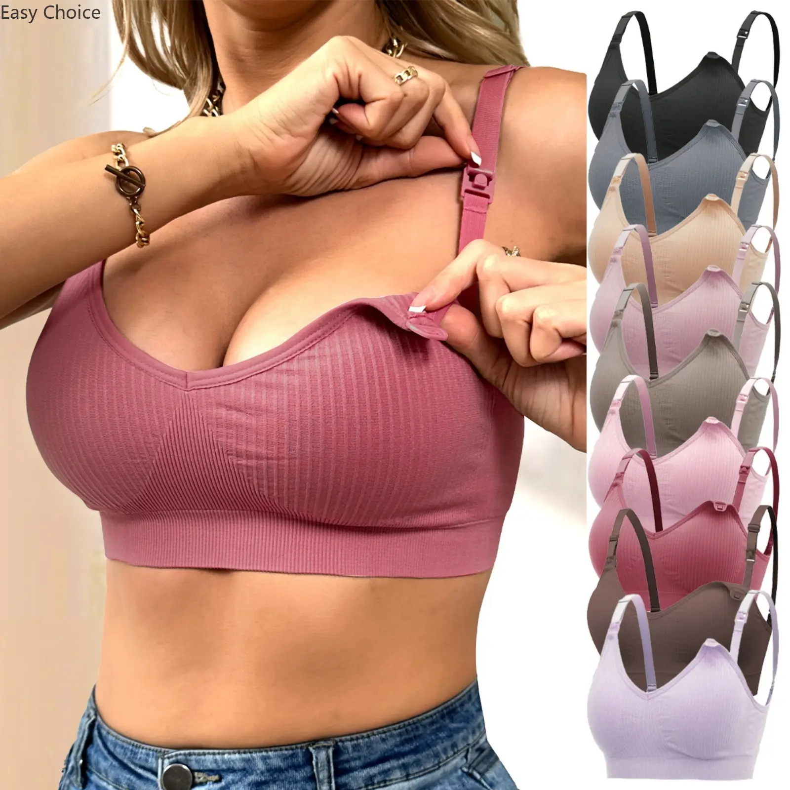 Women Maternity Nursing Bra, Comfort Wire‑Free Pregnancy Breastfeeding Bra, Supportive Anti‑Sagging Gathering Intimates for Postpartum Breastfeeding Daily Wear