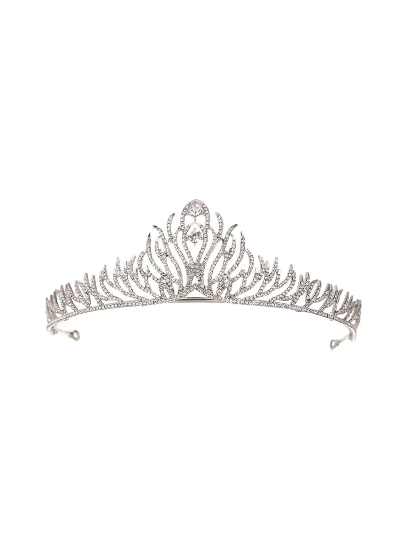 Korean-style new high-end bride crown feather, zirconia crown princess tiara hair accessory wedding dress ornament