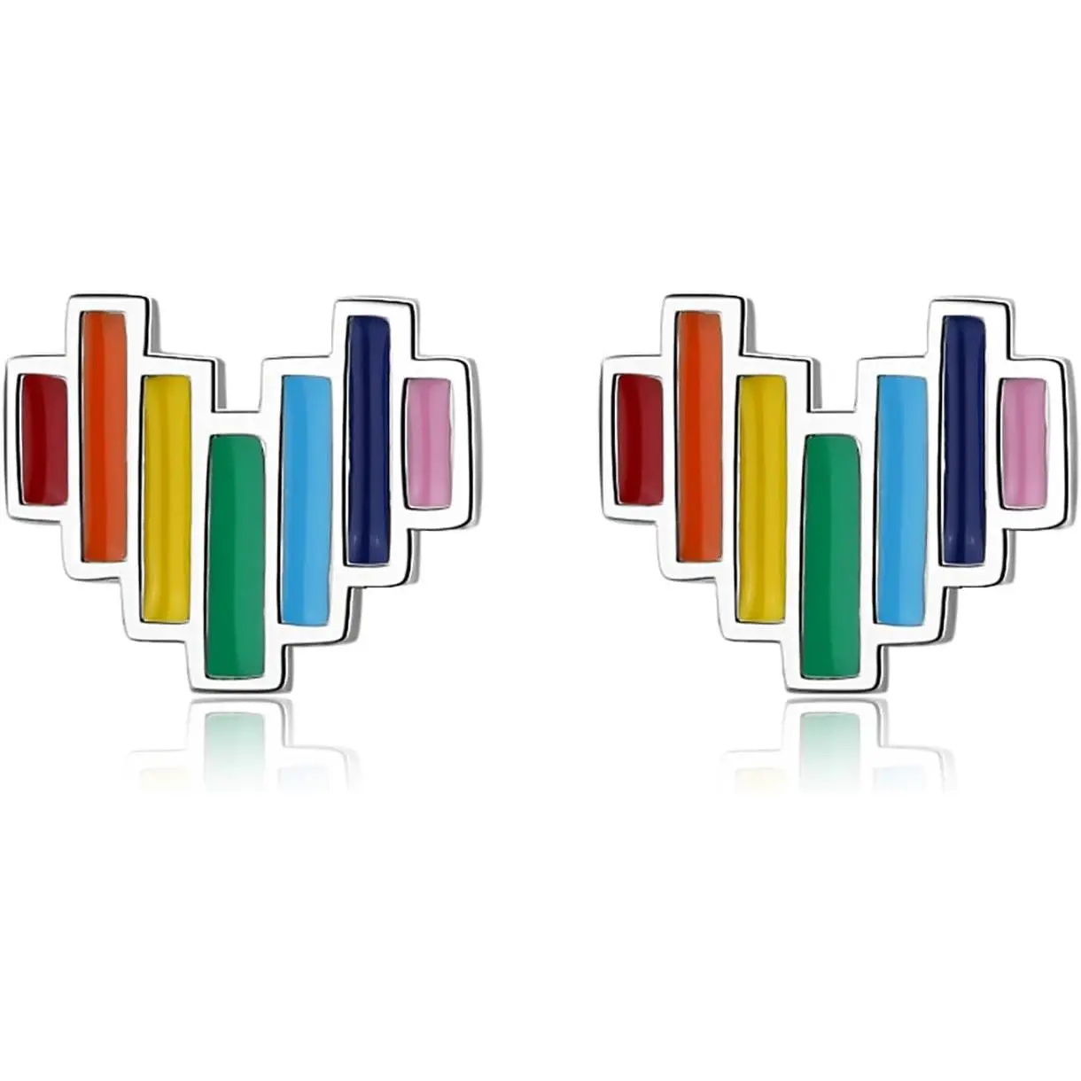 LGBTQ Rainbow Heart Earrings for Women Lesbian Colored Love Heart Earrings