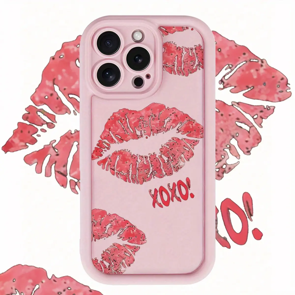Trendy Pink Lip Print Phone Case, Suitable For iPhone 17/16/15/14/13/12/11 Plus, Pro, Max, Air, E Series. Anti-Drop Cover, Durable Phone Cover, Stylish Gift