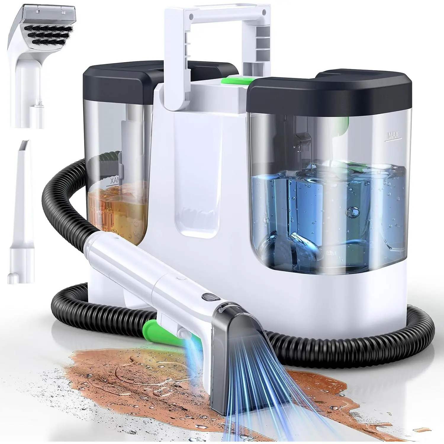 Portable Carpet & Upholstery Cleaner 18Kpa Carpet Cleaner Machine for Deep Stain Removal Spot Cleaner for Pet Accidents Area Rugs Stairs Car Upholstery & Couches Includes Tools & Self-Cleaning