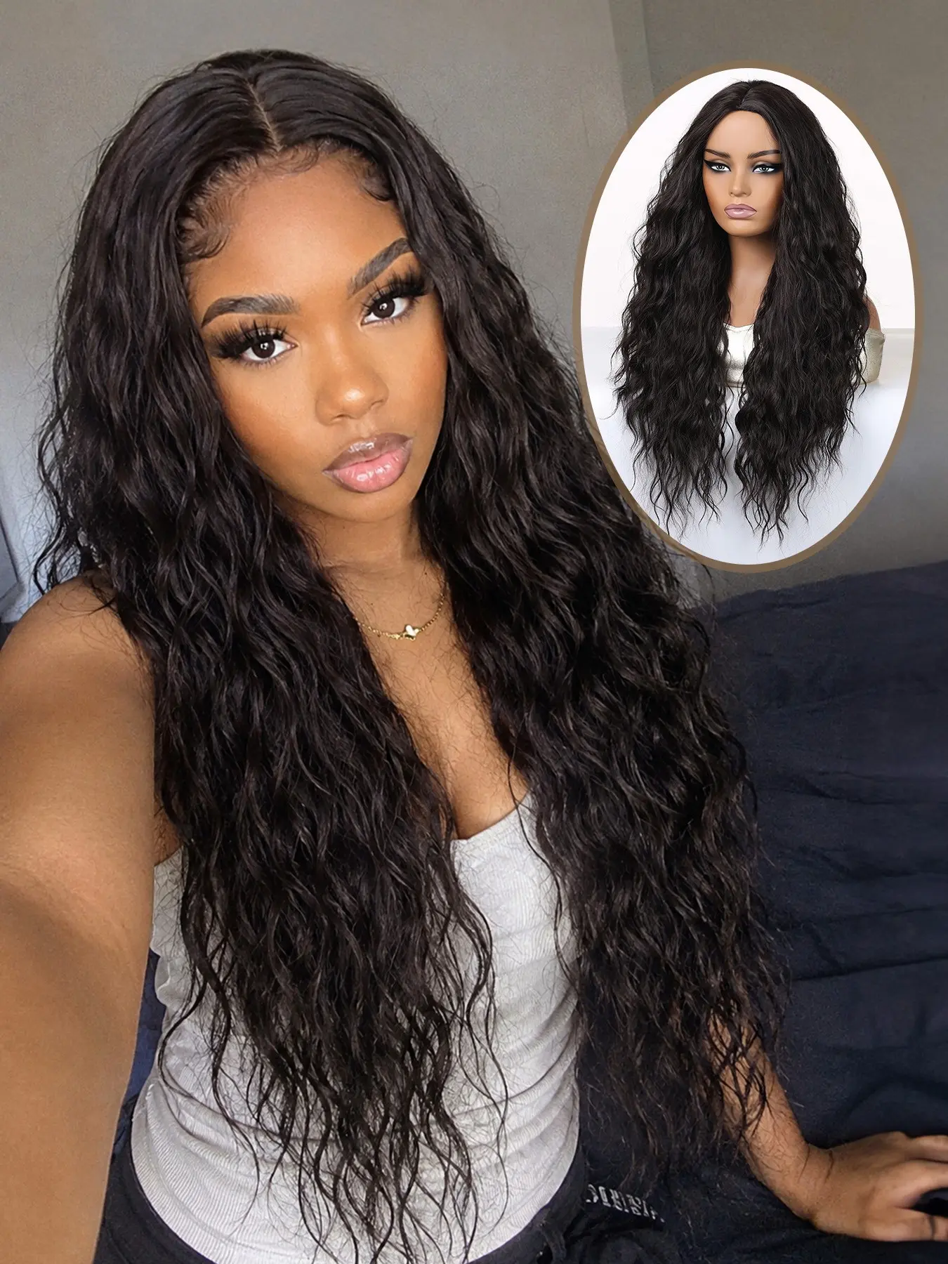28 Inch Super Long Wavy Wig, Center Part Lazy Big Wave Synthetic Hair Cap, Heat Resistant Realistic Curl, Daily Party Versatile, Heat Resistant Wigs