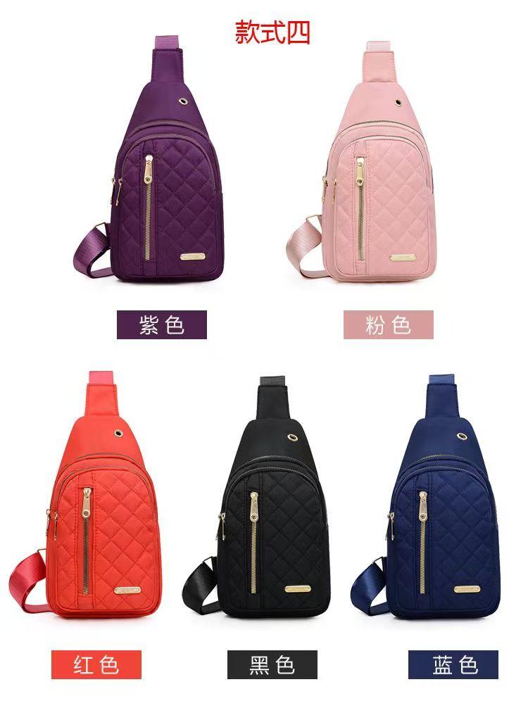 New women's fashion chest bag with embroidered diamond pattern, large capacity, earphone hole, crossbody shoulder bag for going out, wholesale