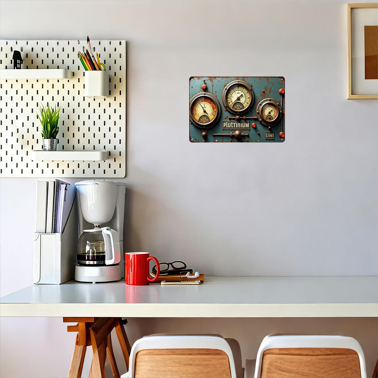 "Vintage Steampunk Pluttinium Control Panel" 8x12 Inch Aluminum Metal Sign - Industrial Wall Decor for Man Cave, Garage, and Game Room - Retro Tin Poster with Rustic Gauge Design - Durable, Weatherproof, and Easy to Hang "Vintage Steampunk Pluttinium Control Panel" 8x12 Inch Aluminum Metal Sign - Industrial Wall Decor for Man Cave, Garage, and Game Room - Retro Tin Poster with Rustic Gauge Design - Durable, Weatherproof, and Easy to Hang