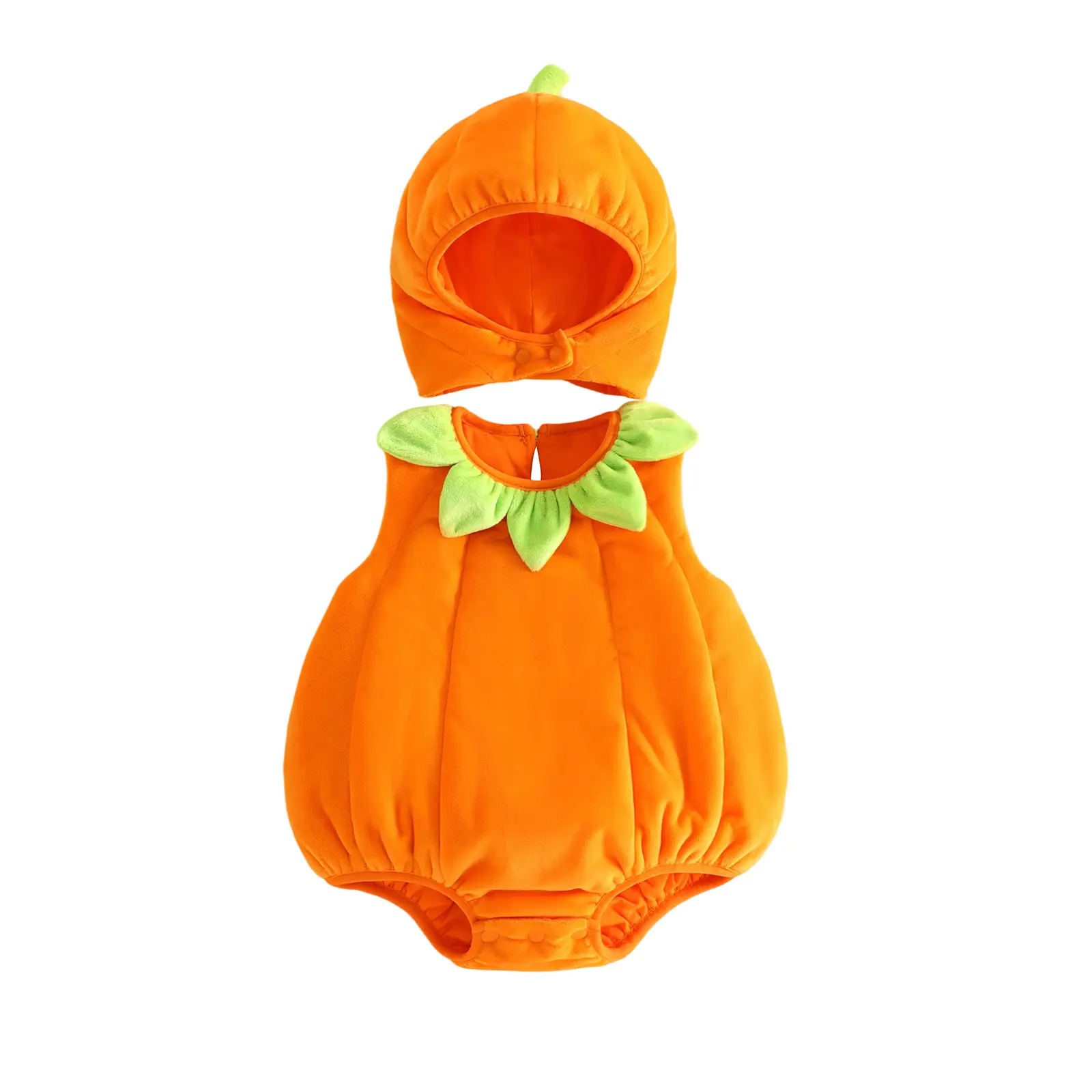 Infant Baby Boy Girl Pumpkin Costume Cute Pumpkin Romper and Hat Set for Halloween Cosplay Outfit 0-24 Months