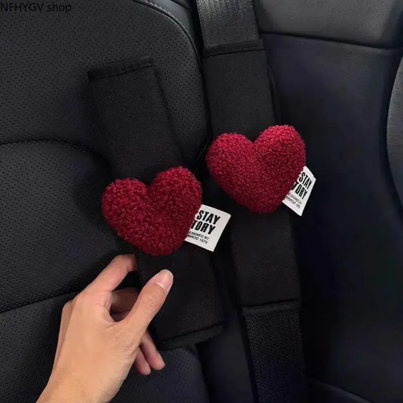 Cute Heart Design Car Seat Belt Shoulder Pad, Soft Protective Seat Belt Cover, Girly Stylish Interior Decor Accessory for Women And Girls Daily Vehicle Outfit Matching
