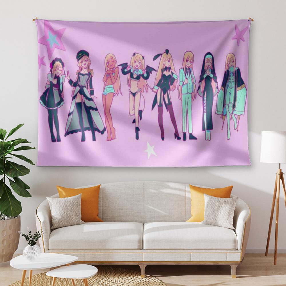 1-piece anime tapestry suitable living room, bedroom, office decoration - horizontal hanging featuring beautiful ED scenes and role-playing styles. Brightly colored polyester poster designed specifically anime fans. Durable horizontal hanging design