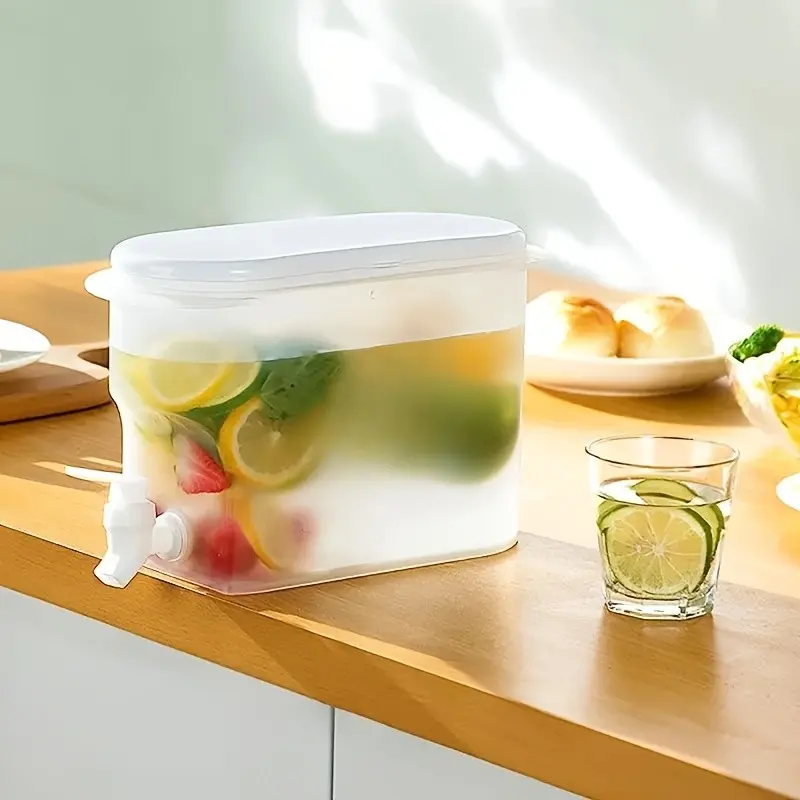 3.5L Refrigerator Beverage Dispenser, Leak-Proof Faucet, Plastic Cold Drink Jug, Ideal for Parties, Juices, Iced Tea, Lemonade, Iced Coffee