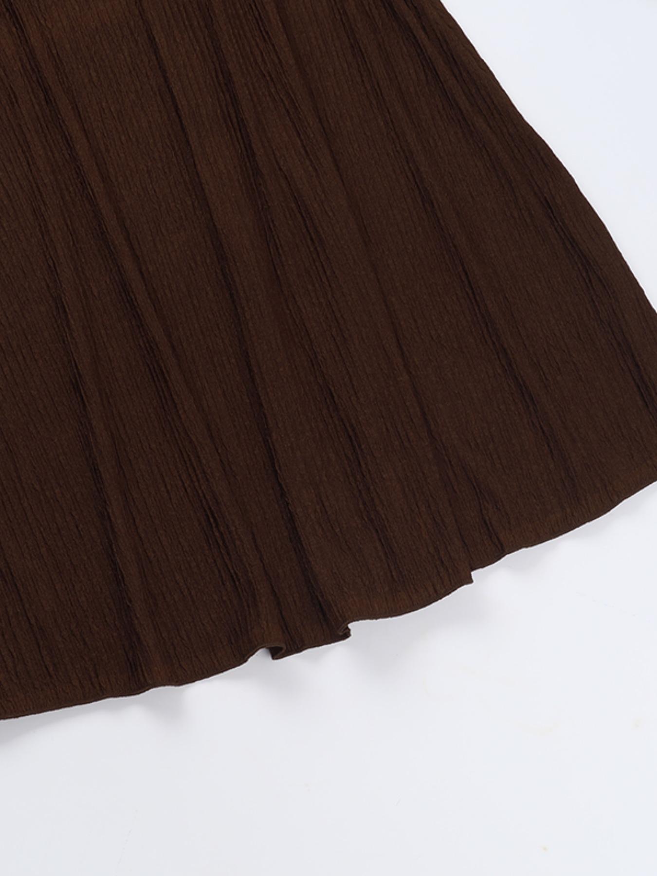 Women's Plain Lace Up Flounce Sleeve Dress, Elegant Square Neck Long Sleeve A Line Dress for Spring & Fall, Women's Clothing for Daily Wear