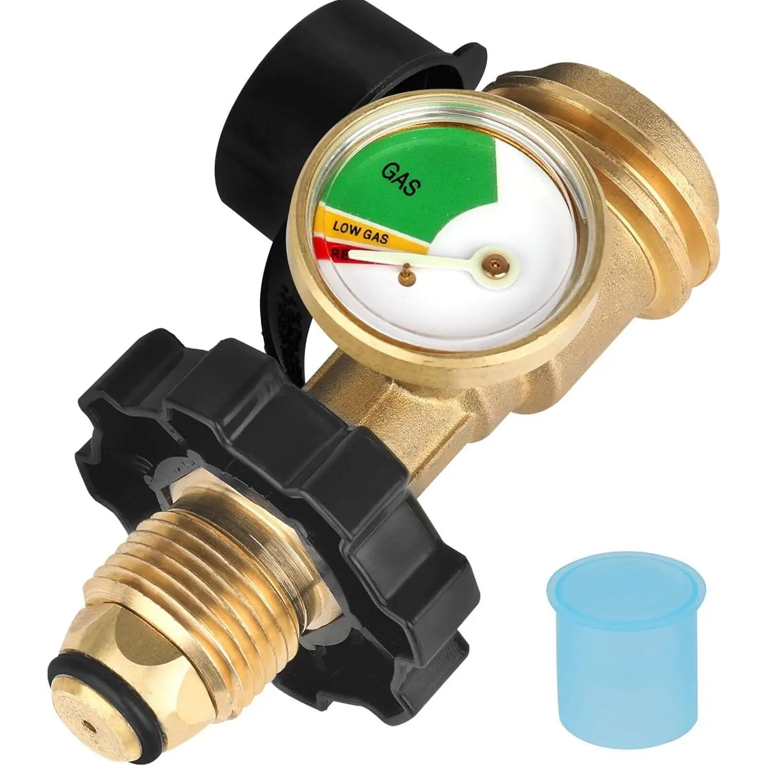 100 lb Propane Tank Gauge Adapter, Propane Gauge for 100 lb Propane Tank, Universal Fit Pol to Qcc1 Propane Tank Adapter Converts Pol to Qcc1 - Old to New Connection Type, Solid Brass (1PC)
