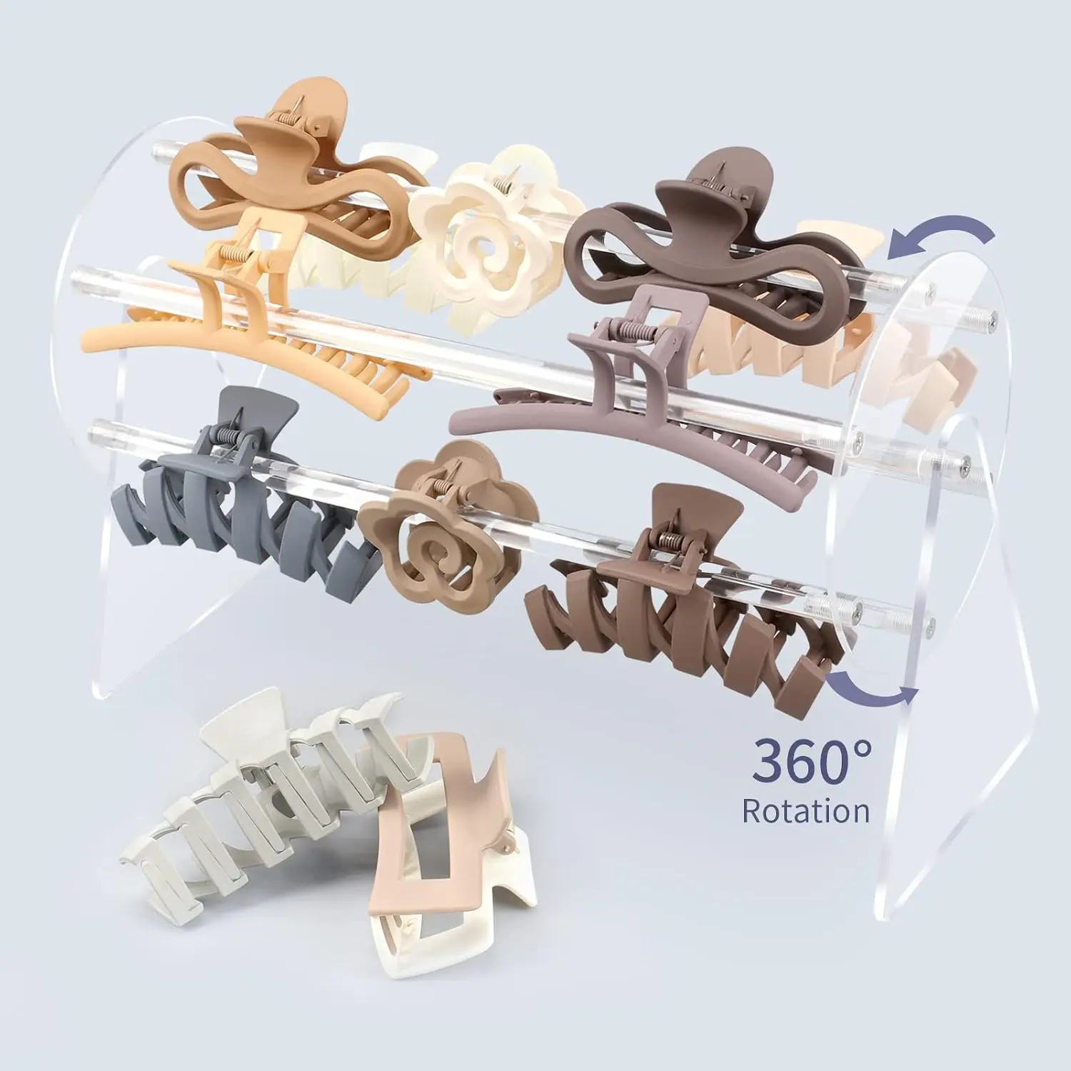 Claw Clip Organizer Holder,360- Rotating Claw Clip Holder and Storage,Hair Clip Organizer Display Clear Stand for Women and Girls