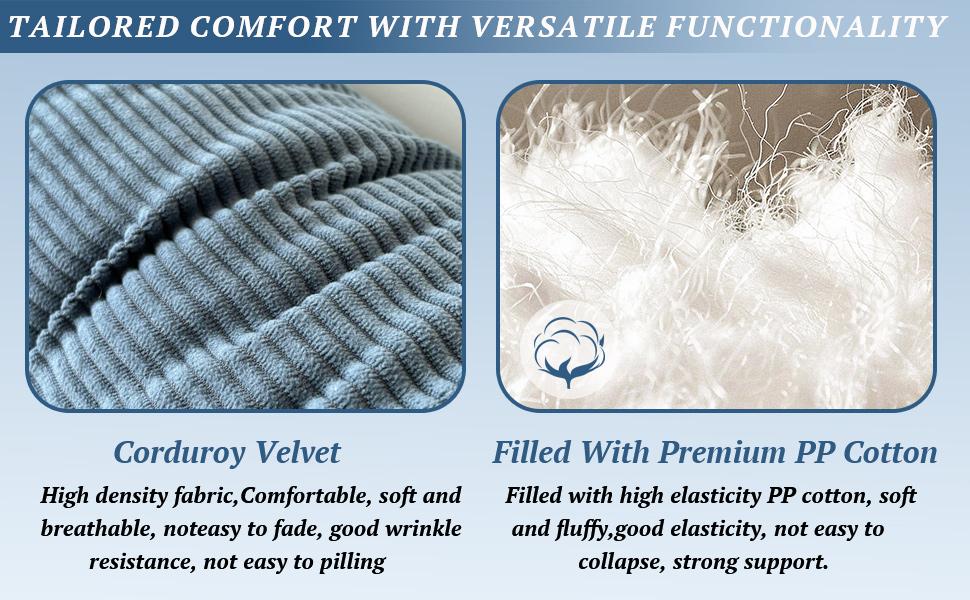 Djft Wedge Headboard Pillow for Bed Sitting & Reading, Bed Backrest Reading Cushion with Removable Cover, Large Sitting Pillow with Side Pockets for Dorm Room(Blue, Twin 39in)