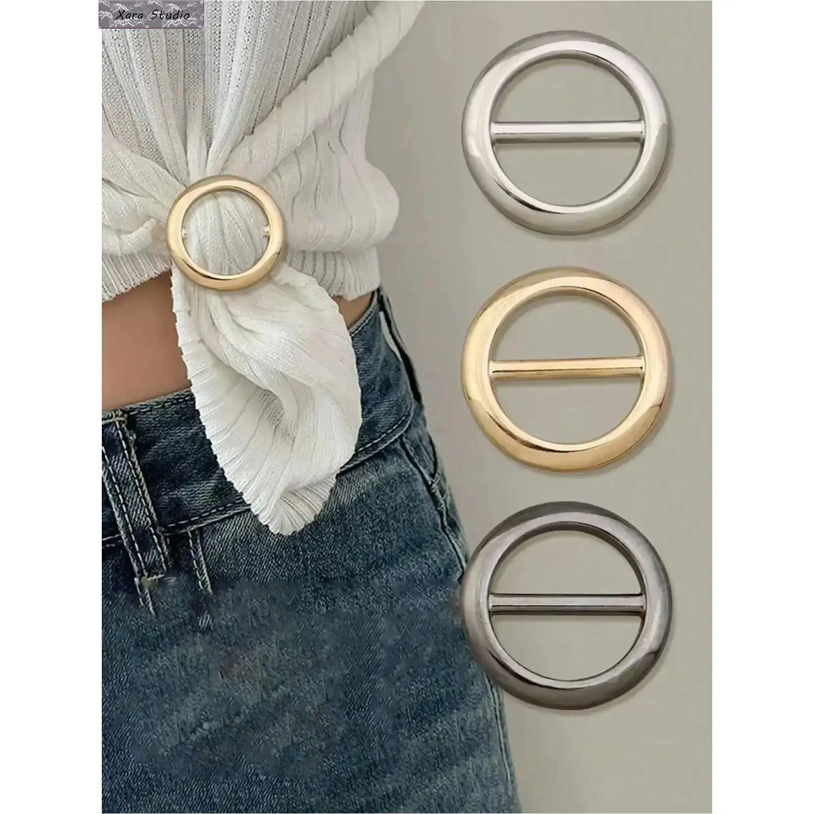 Elegant Metal Knot Brooches for Women, 3-Piece Set of Multifunctional T-Shirt Clips and Scarf Buckles for Daily Wear, Multicolor Set, Fashion, Female, Polyester, Brooch Pins, Buckles For T-Shirts & Shawls