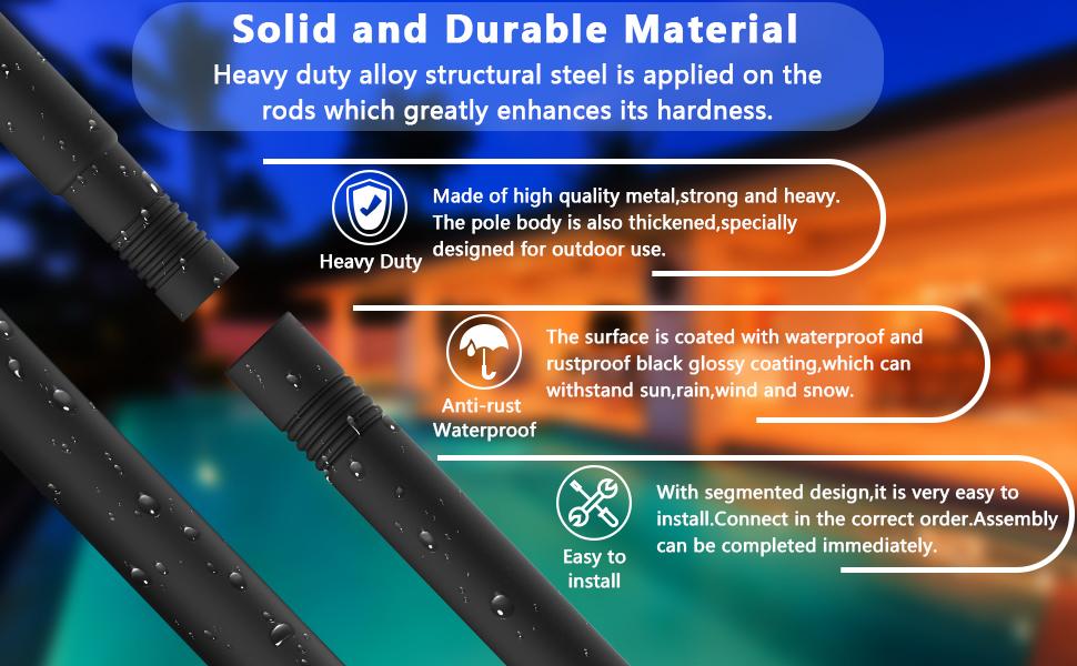 8Ft String Light Poles 4-8 Pack,Light Poles for Outside Lights,Outdoor with Fence Brackets Hanging Lights,Metal Stand Deck Patio Backyard