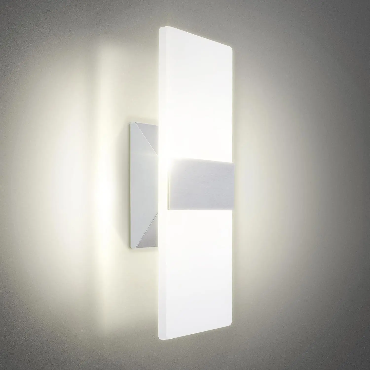 12 Inch Indoor LED Wall Sconce - 12W 2700K-5000K Dimmable Brushed Nickel Wall Sconce Lights for Living Room, Bedroom, Bathroom, Hallway - Modern Wall Sconces Hardwired, UL Interior Light