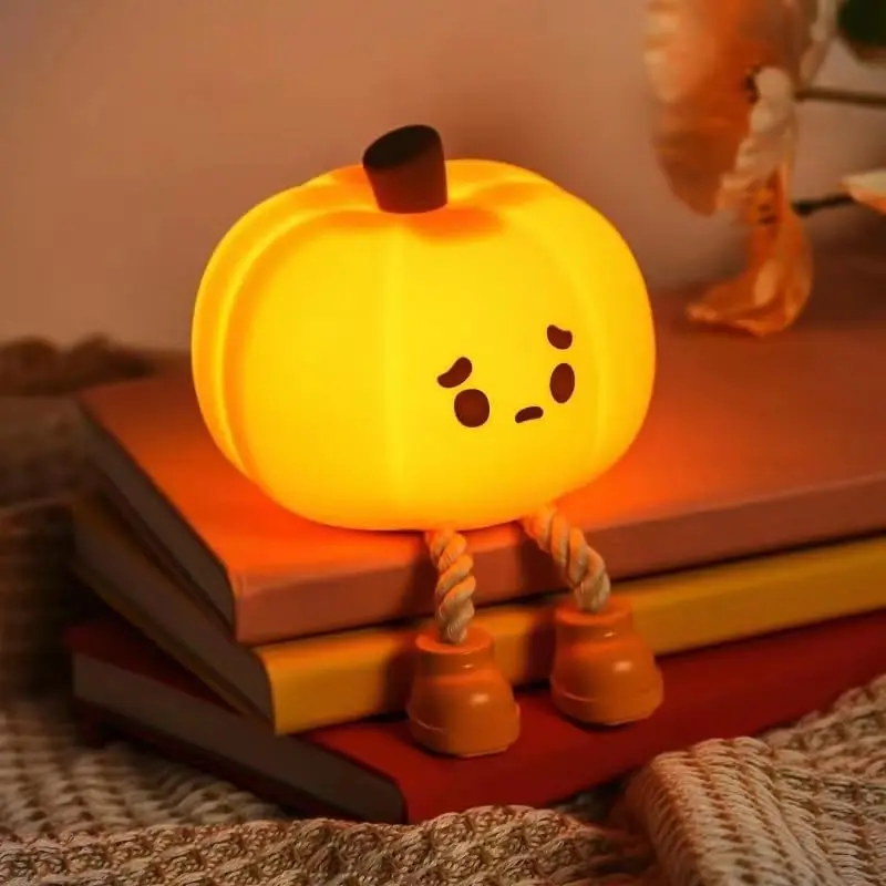 Pumpkin Night Light, Cute LED Light, Silicone Dimmable Baby Room Night Light, Silicone Rechargeable Bedside Touch Lamp, Fun Desk Lamp and Halloween Decoration, Suitable for Women and Children: Baby