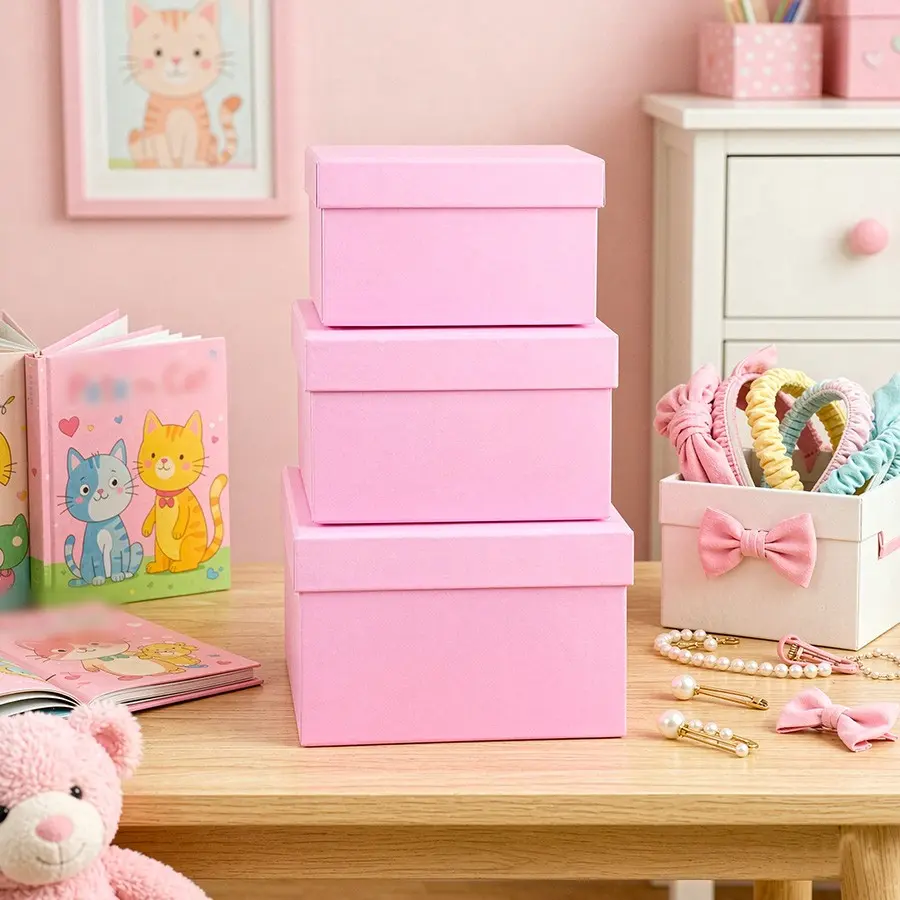 3pcs Square Nested Cardboard Gift Boxes with Lids, Multi-Size Storage Boxes for Daily Use and Gift Packaging for Valentine's Day, Birthday, Anniversary, Christmas