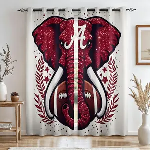 2-Pack Alabama Crimson Tide Theme Blackout Curtains-Top Metal Grommets Easy Installation-No-Drill Design-Not Include Rod-Privacy and Decorative Drape-Minimalist Sporty Fan Bedroom and Dormitory Decor