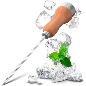 Ice Pick Tool with Stainless Steel Needle & Wooden Handle, Ice Picks for Breaking Ice In Freezer with Ergonomic Handle for Secure Grip, Ideal for Kitchens, Bars & Camping