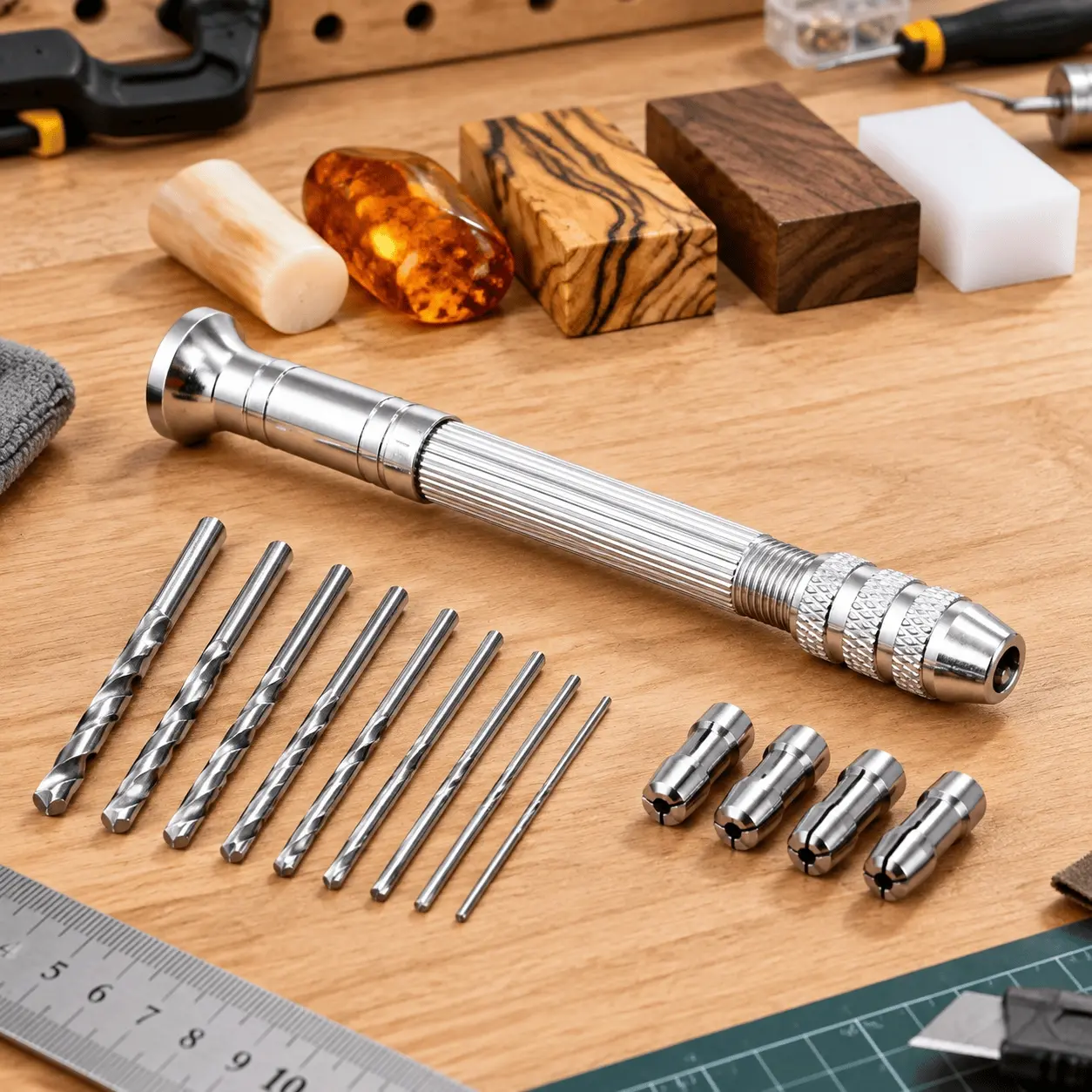 1PC of Micro Aluminum Alloy Hand Drills, with Keyless Chucks and Twist Drills, 3mm, for Drilling Material, DIY Tools