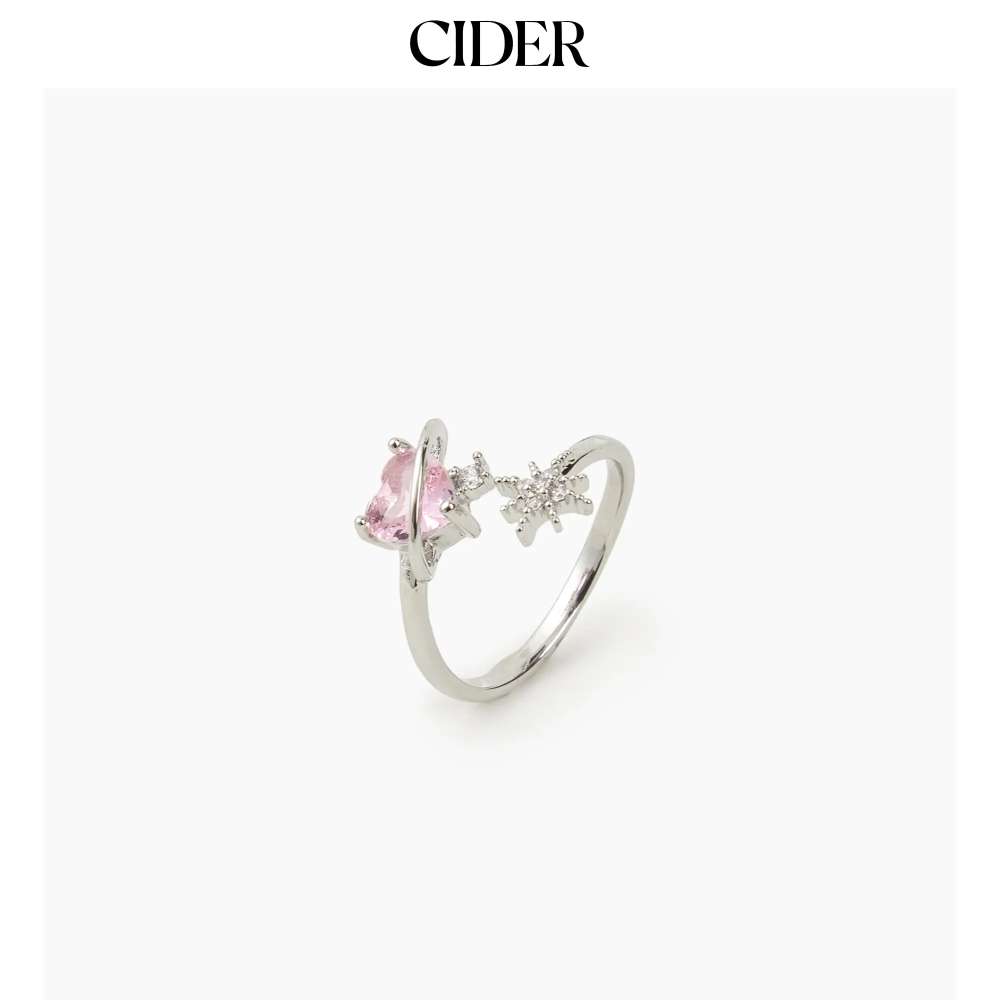 Cider Heart Crystal Rhinestone Cuff Ring Cider Heart Crystal Rhinestone Cuff Ring